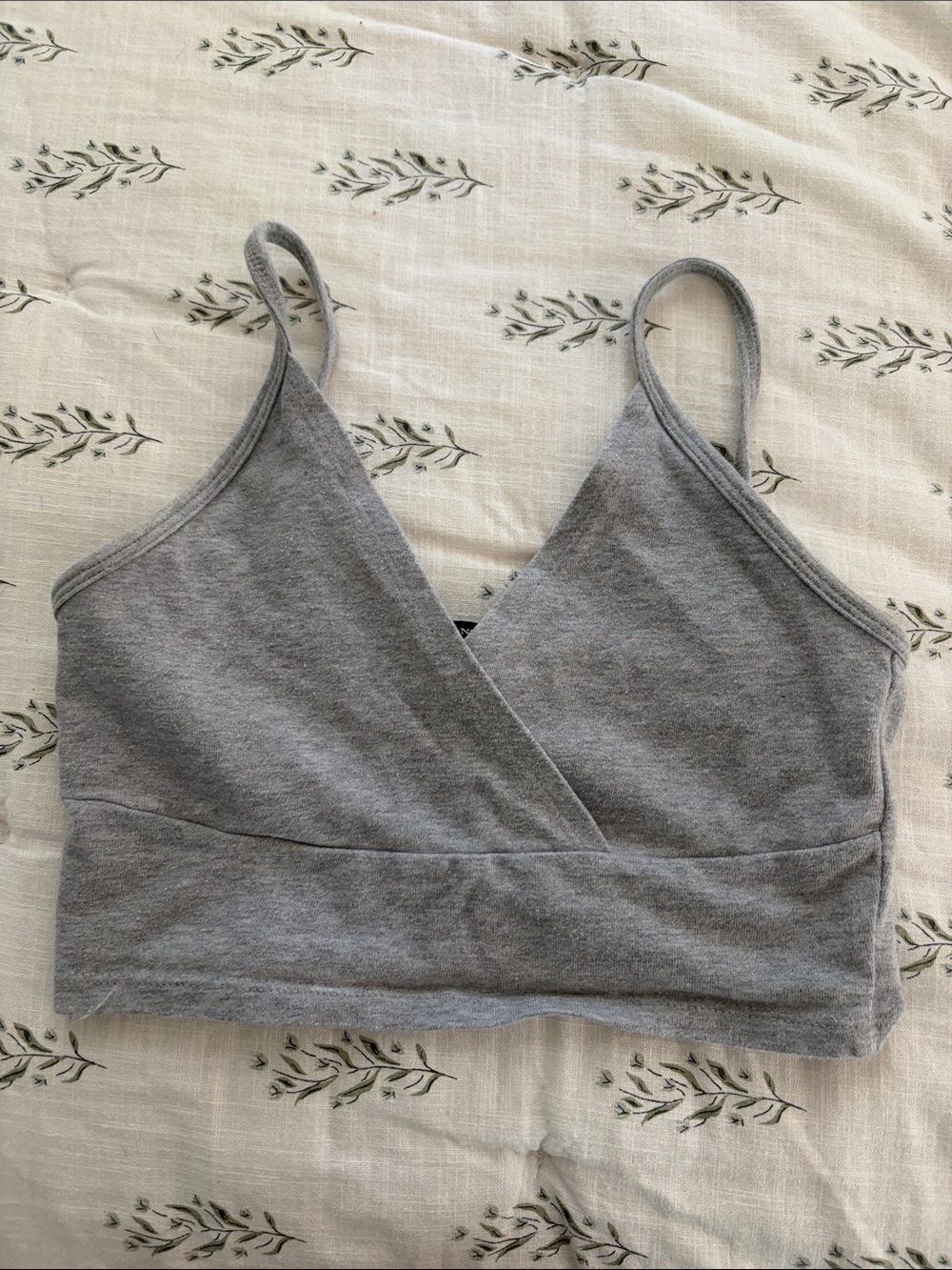 Brandy Melville Grey Wrap-Front Seamless Bralette